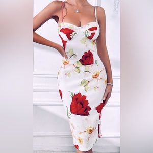 Floral split thigh dress